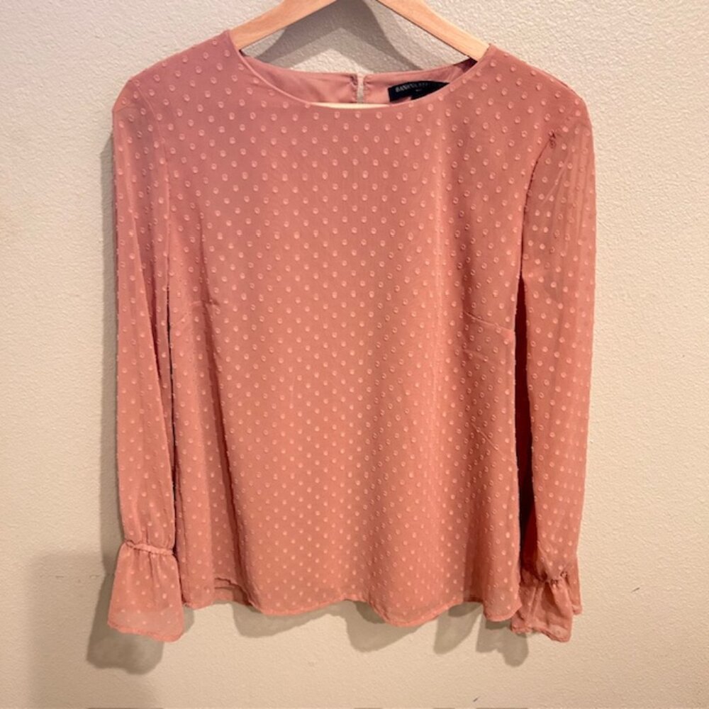 Banana Republic Dusty Pink Swiss Dot‎ Blouse Top Size MP